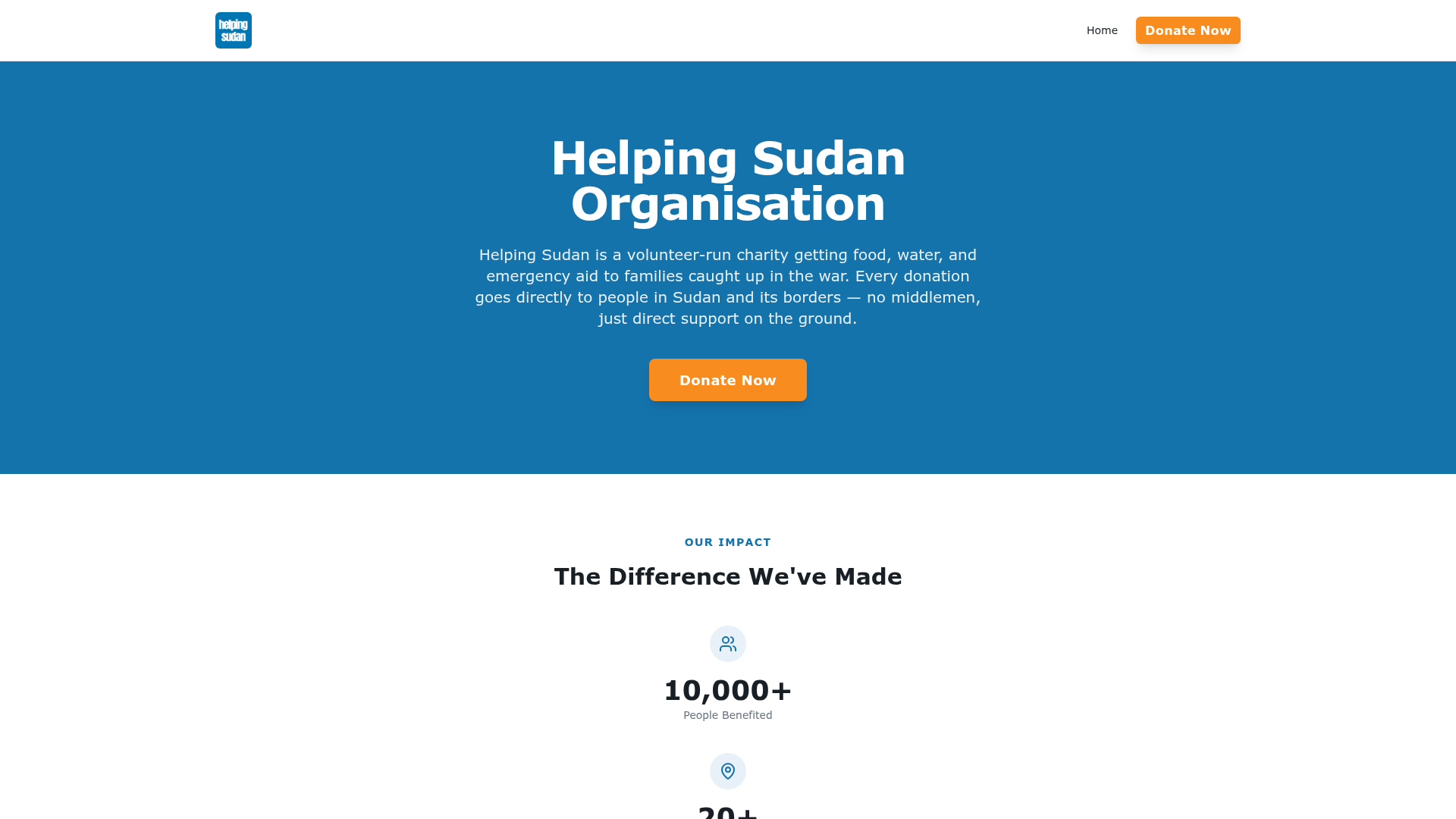 Helping Sudan — website screenshot